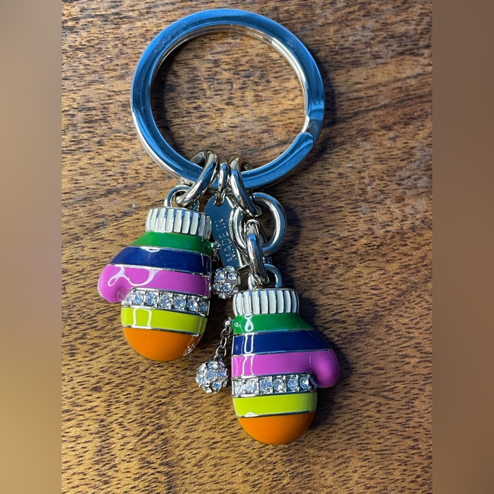 Coach Multicolor Striped Enamel Mitten Keychain Charm